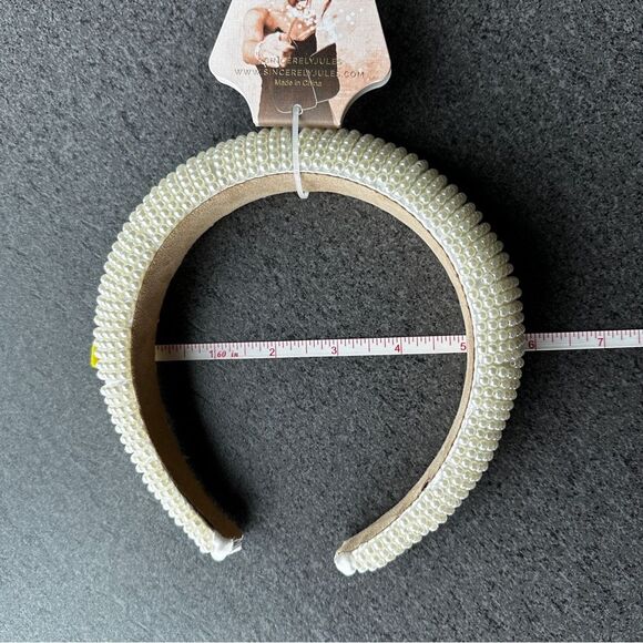 NWT Sincerely Jules Cream Off-White Faux Pearl Puffed Chunky Headband - Picture 10 of 15